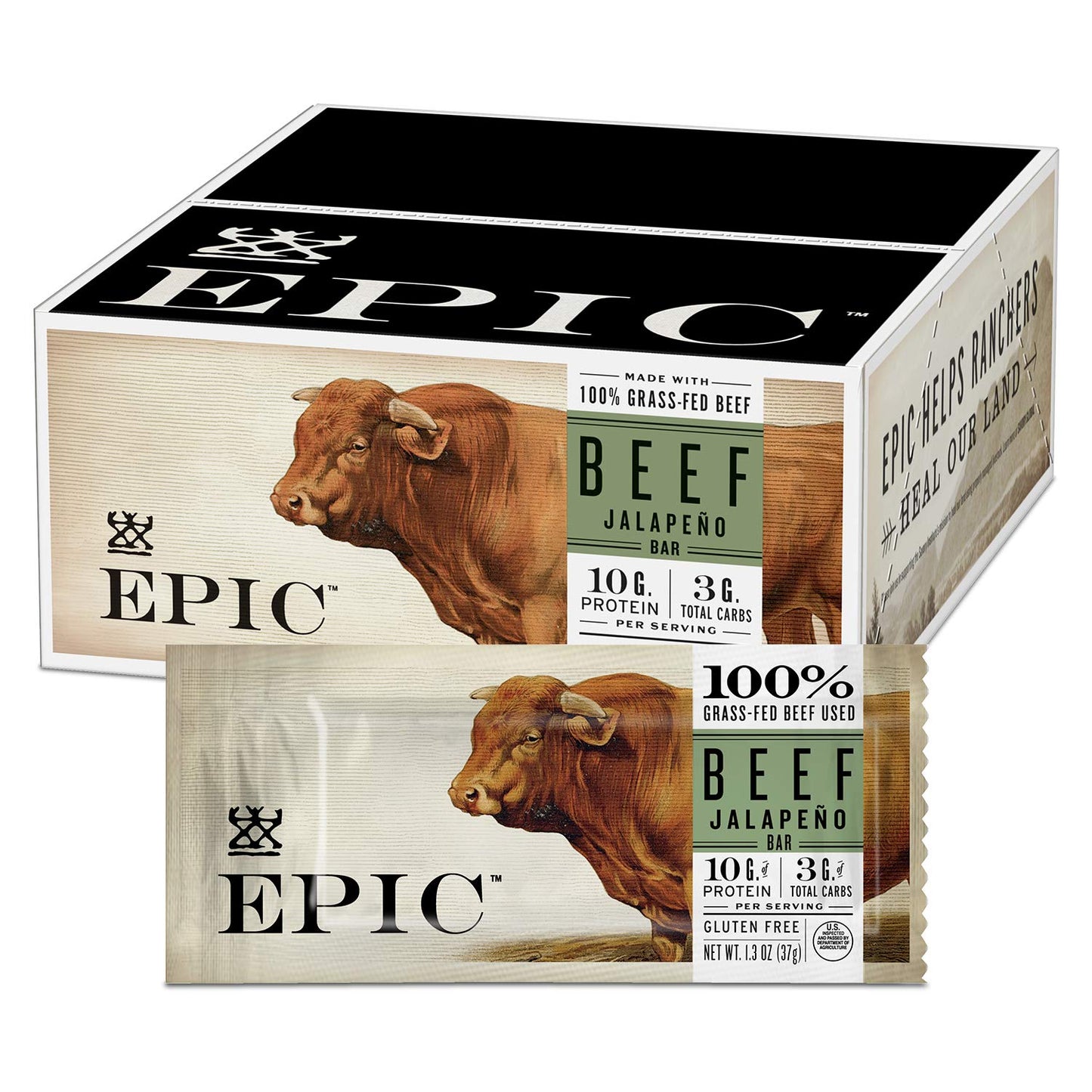 Epic Beef & Jalapeño Performance Bars, 1.3 oz, Pack of 12
