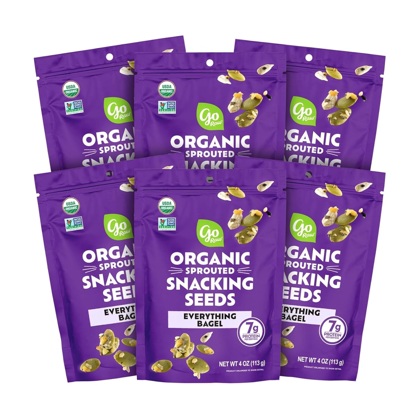 Go Raw Everything Bagel Sprouted Seeds Snack, 6 Bags of 4 oz Each