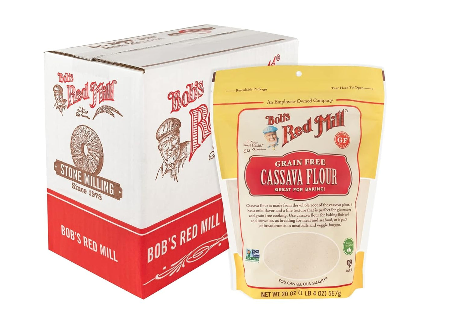 Bob's Red Mill Grain Free Cassava Flour (Pack of 4) - 20 Oz.
