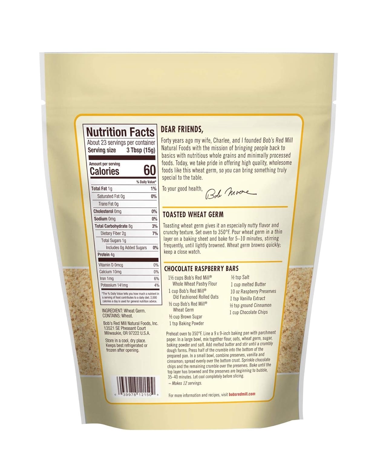 Bob's Red Mill - Cereal Wheat Germ - Case of 4-12 OZ