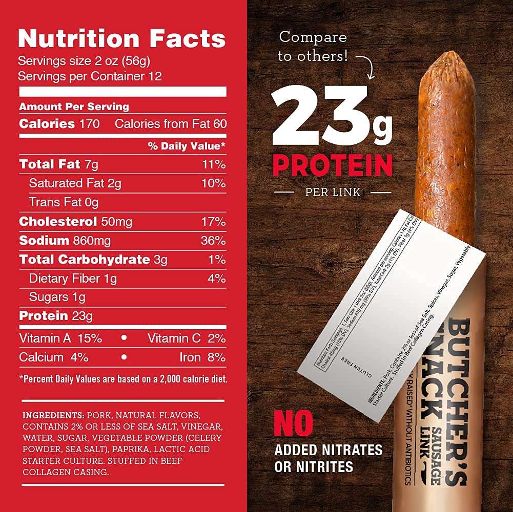 4505 - Butcher Sausage Link Snack Red Hot - Pack Of 12-2 Oz