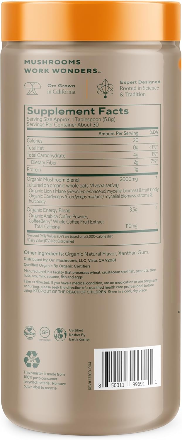 Om Mushroom Superfood Coffee Latte Blend, 8.47 oz.