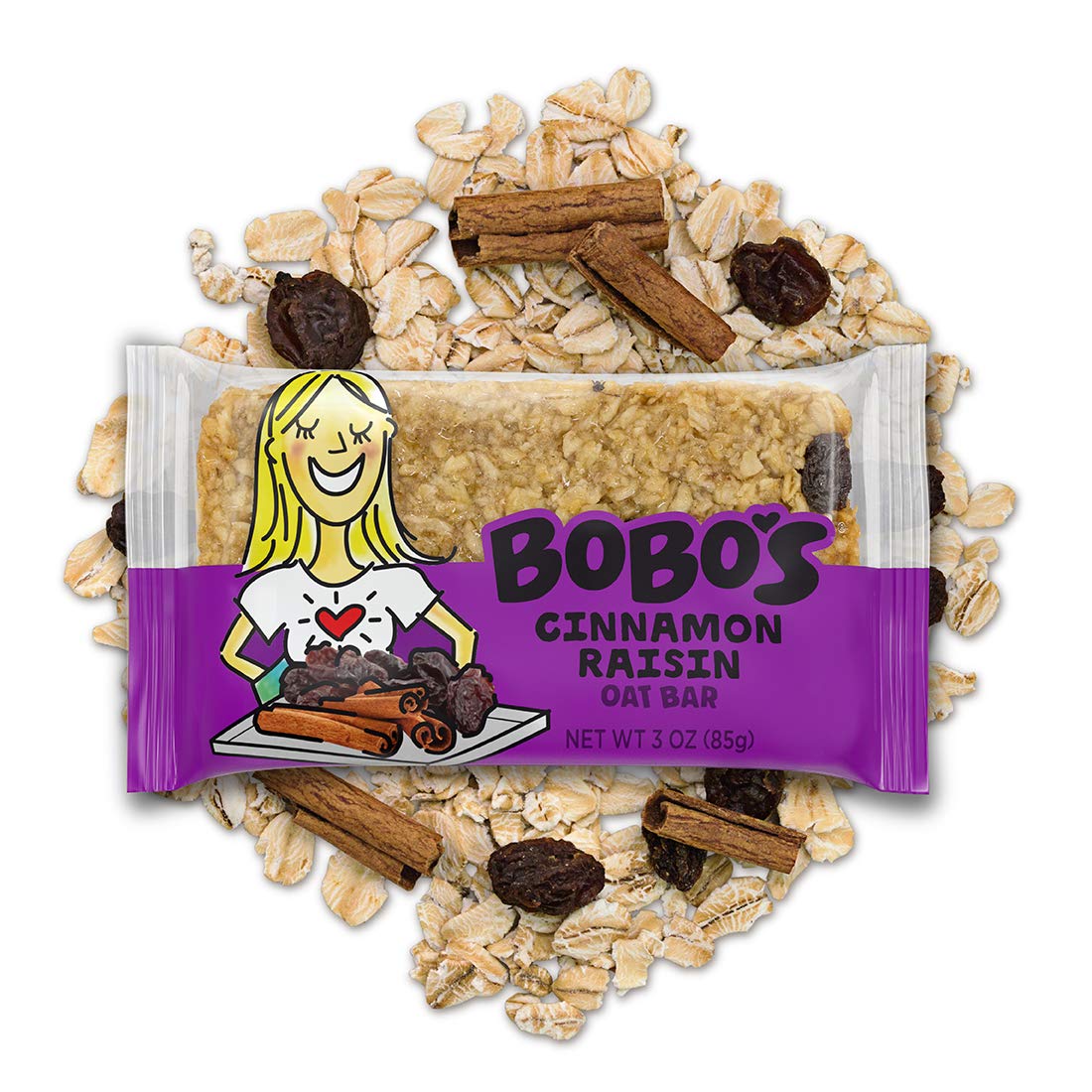 Bobo's Cinnamon Raisin Whole Grain Oat Bars, 3 oz., Pack of 12