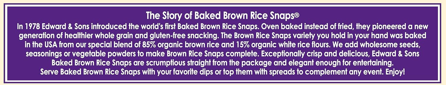 Edward & Sons Brown Rice Snaps, Black Sesame, 3.5 oz, Case of 12