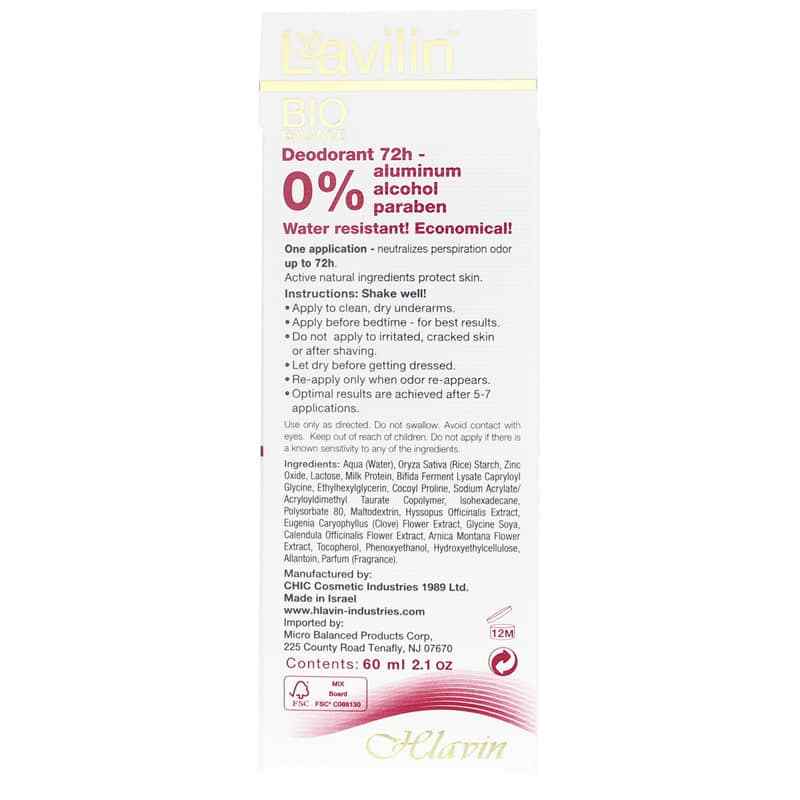 Lavilin Deodorant 72h Roll-On, 2.1 oz / 60 ml, Pack of 2