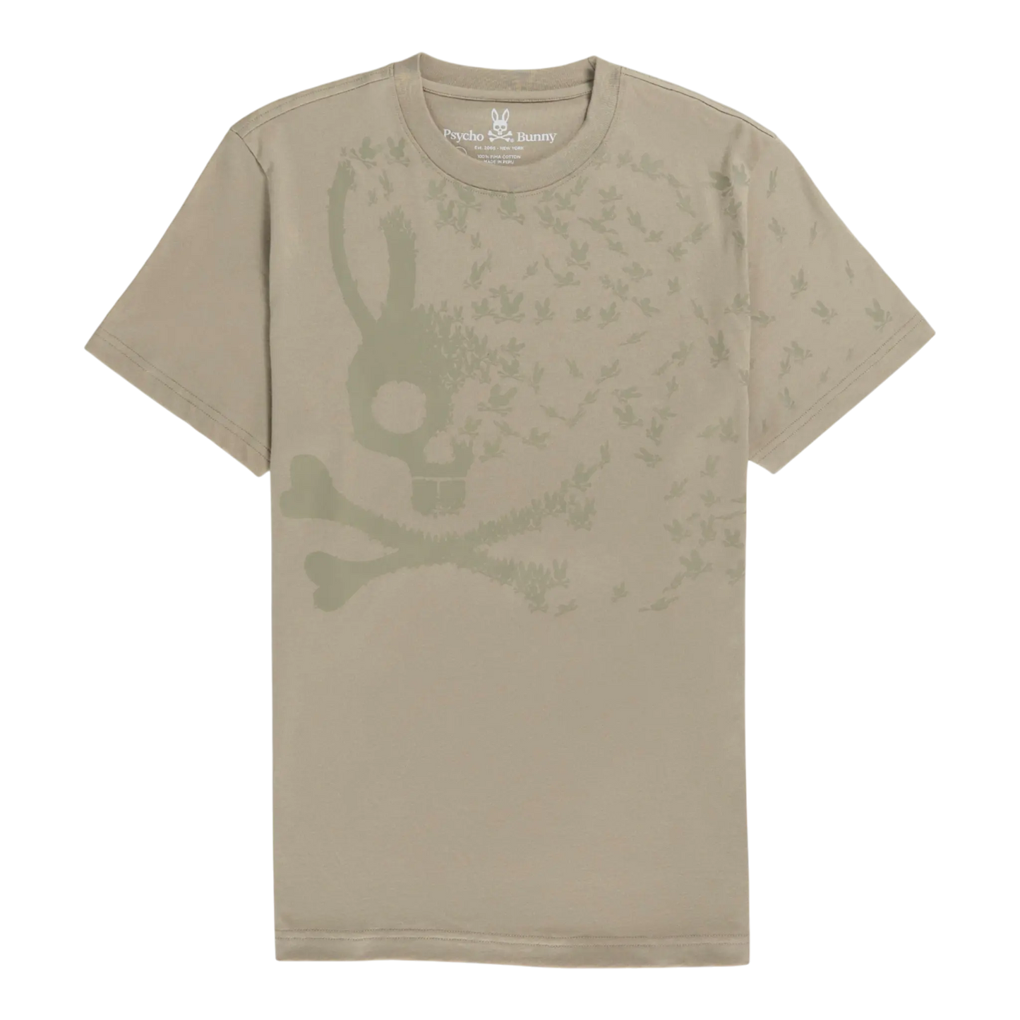 Psycho Bunny Mullen Graphic Men T‑Shirt Wet Sand