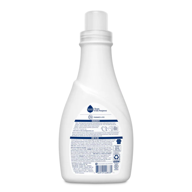 Seventh Generation Natural Liquid Fabric Softener, Free and Clear, Case of 6, 32 Fl Oz