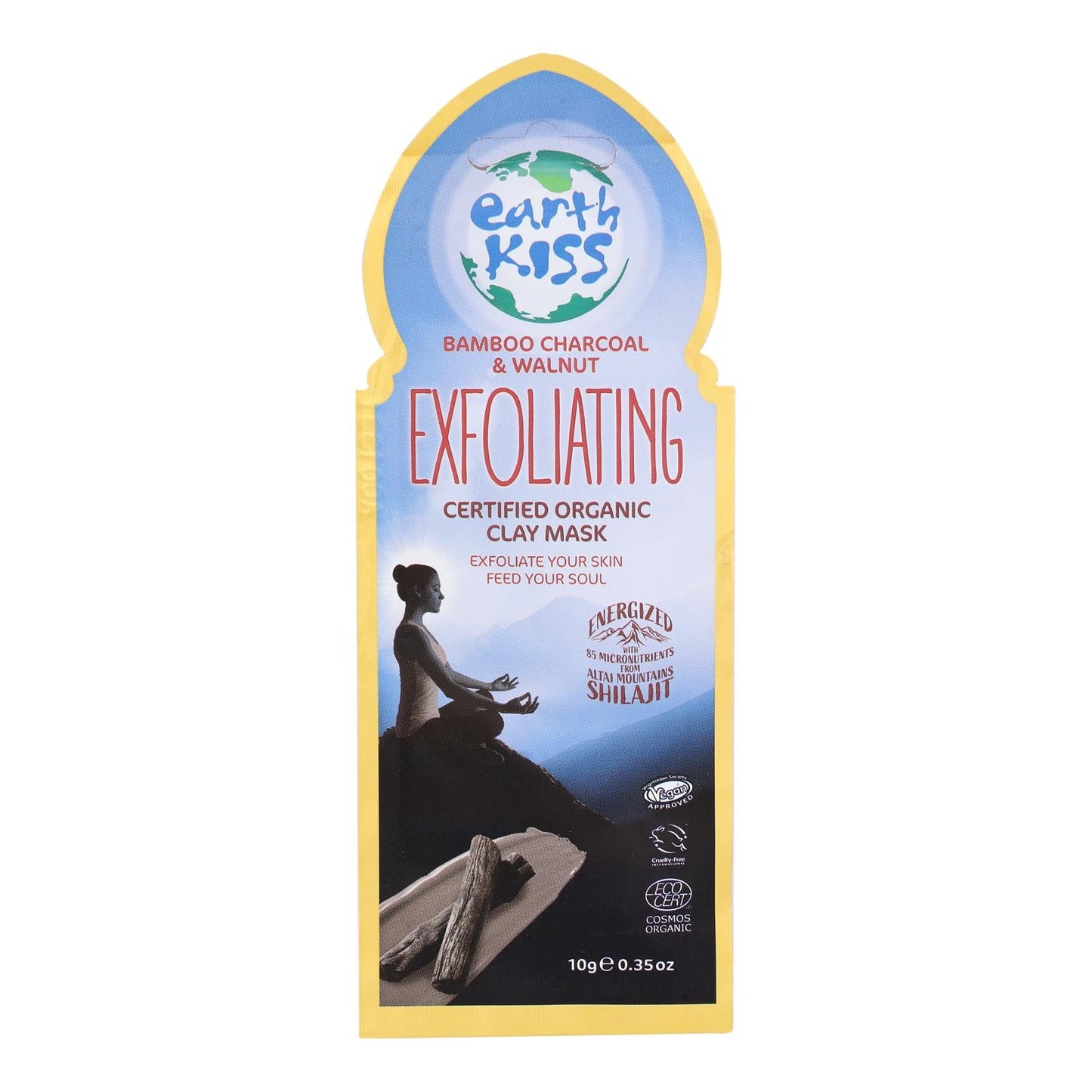 Earth Kiss Clay Mask Charcoal Exfoliant - Case of 12 - 0.35 oz