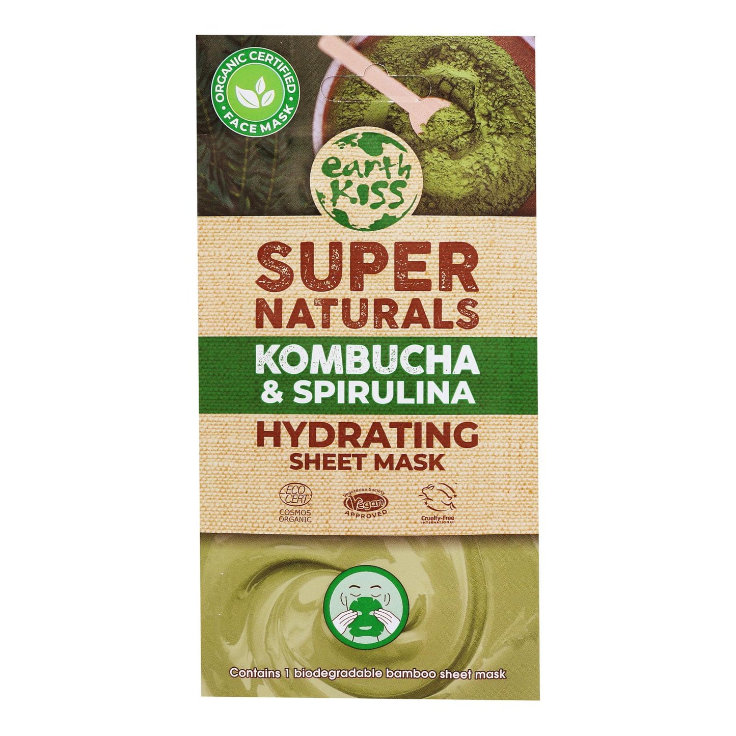 Earth Kiss Sheet Mask Spirulina Hydrating - Case of 12