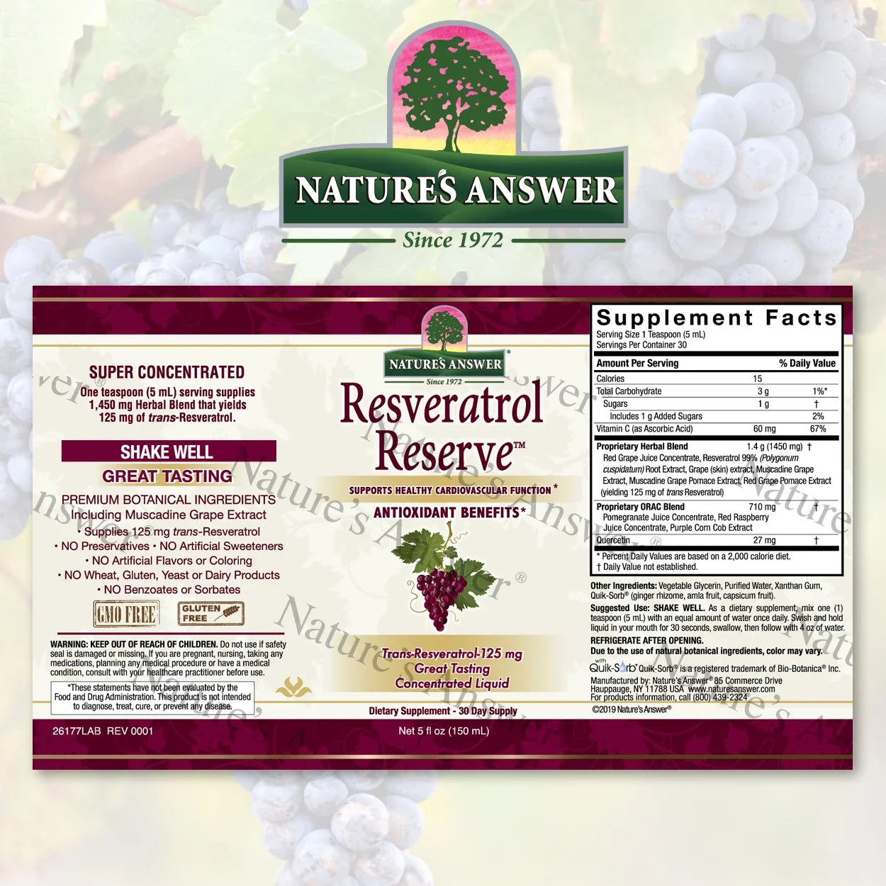 Nature's Answer Resveratrol Reserve Alcohol-Free Liquid Supplement (5 Fl Oz)