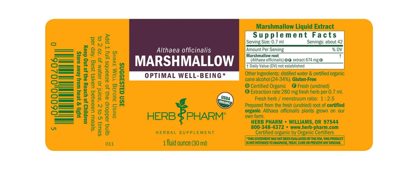 Herb Pharm Marshmallow Extract 1 oz - Organic Liquid Herbal