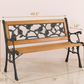 Cast Iron & Wood Outdoor Garden Bench with Ornate Backrest