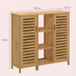 Bamboo 4 Tier Floor Cabinet with Doors, Freestanding Storage