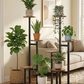 8-Tier Metal & Wood Plant Stand, Multi-Level Indoor Outdoor Flower Shelf, Tall Corner Planter Rack