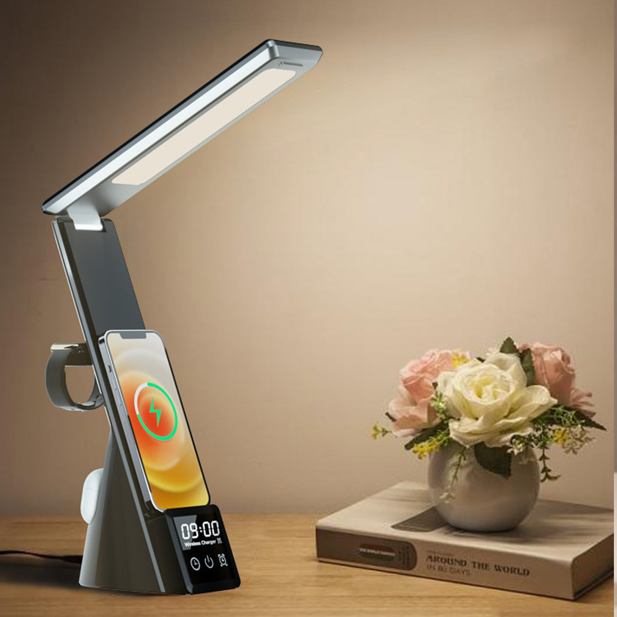 Illuminati 6 IN 1 Multifunctional Folding Desk Lamp And Wireless Charger by VistaShops