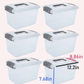 6PCS 8.5 Qt Clear Plastic Storage Boxes Stackable w Lock Lid & Handle