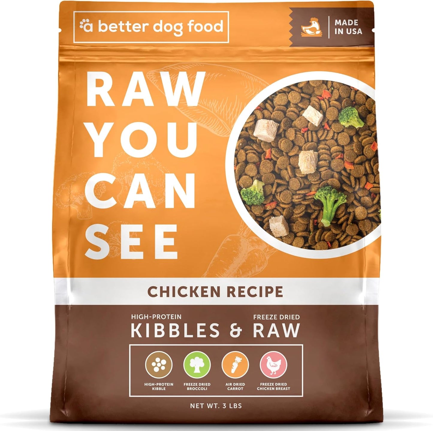 A Better Treat - Raw Chicken Dog Food, 3 lb (Pack of 5) - USA Made