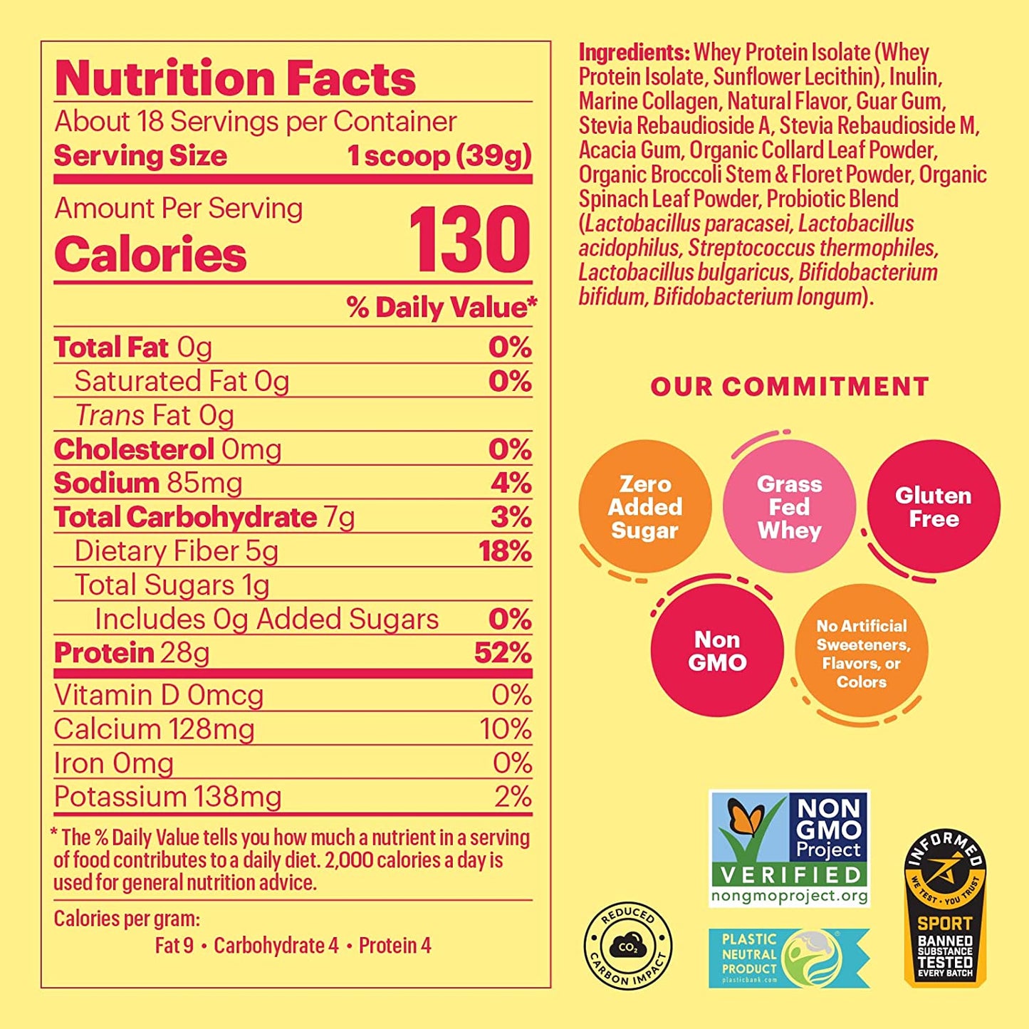 Natreve Vanilla Sundae Whey Protein Powder (Pack of 4) 23.8 Oz