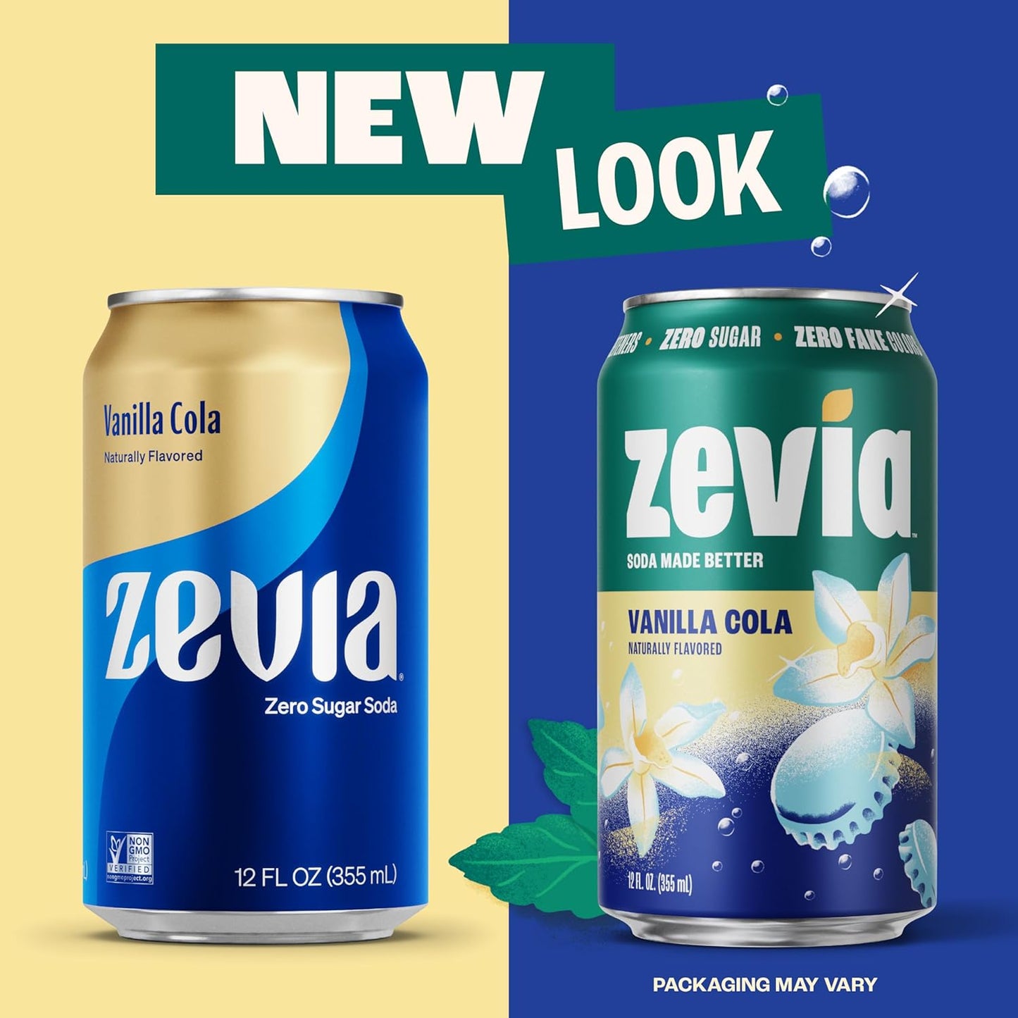 Zevia Vanilla Cola Soda, 12 fl oz. Cans, Case of 4 Packs of 6