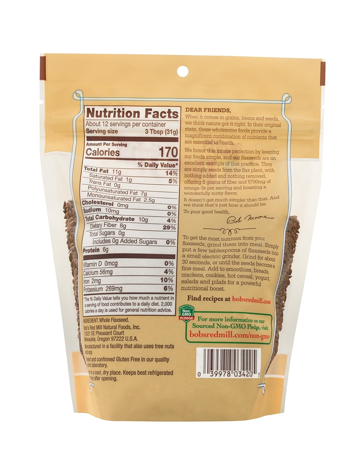Bob's Red Mill Organic Brown Flaxseeds, Gluten-Free, Case of 4 x 13 oz