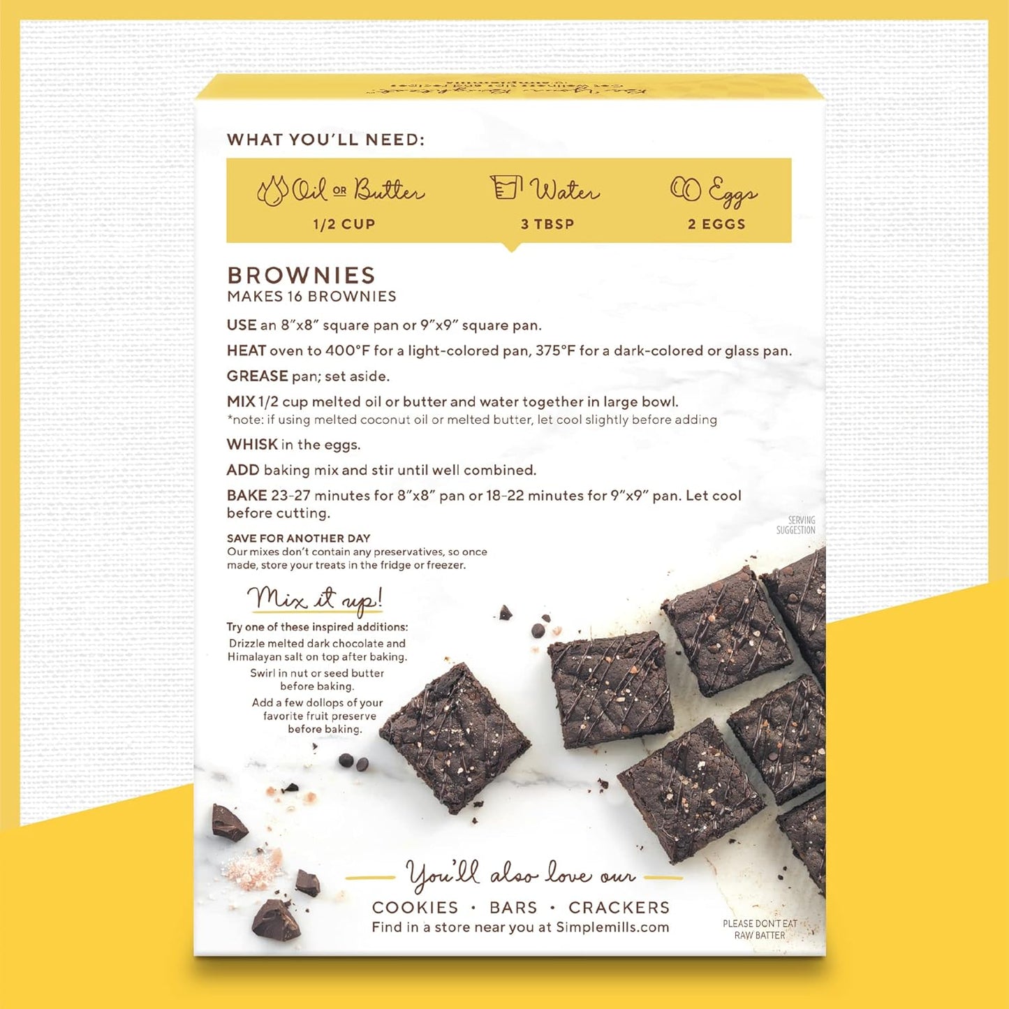 Simple Mills Gluten-Free Almond Flour Brownie Mix, 12.9 oz, Pack of 6