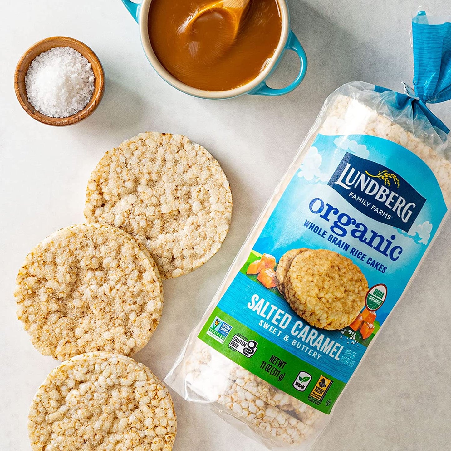 Lundberg Family Farms Rice Cakes, Salted Caramel, 6 - 11 oz Packages