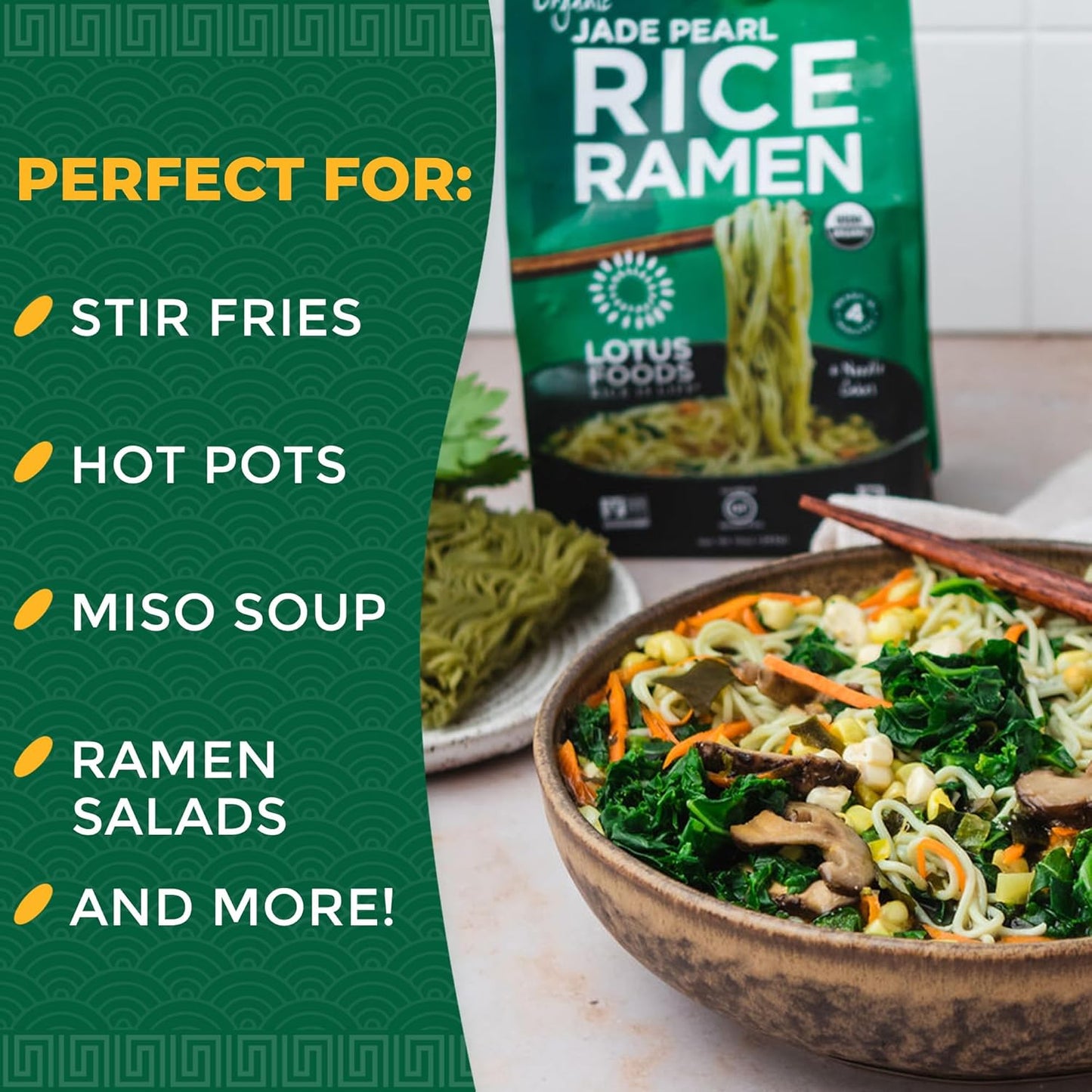 Lotus Foods Organic Jade Pearl Rice Ramen, 4 10 Oz Cakes (Pack of 6)