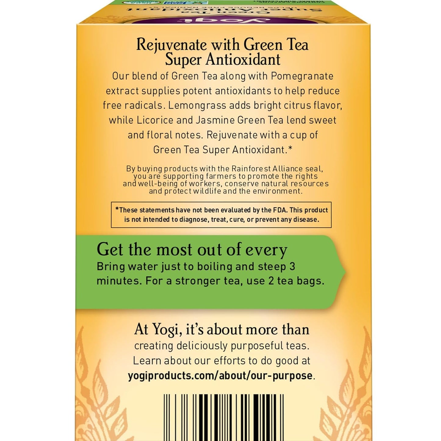 Yogi Green Tea Super Antioxidant - 16 Tea Bags - Organic Green Tea Blend