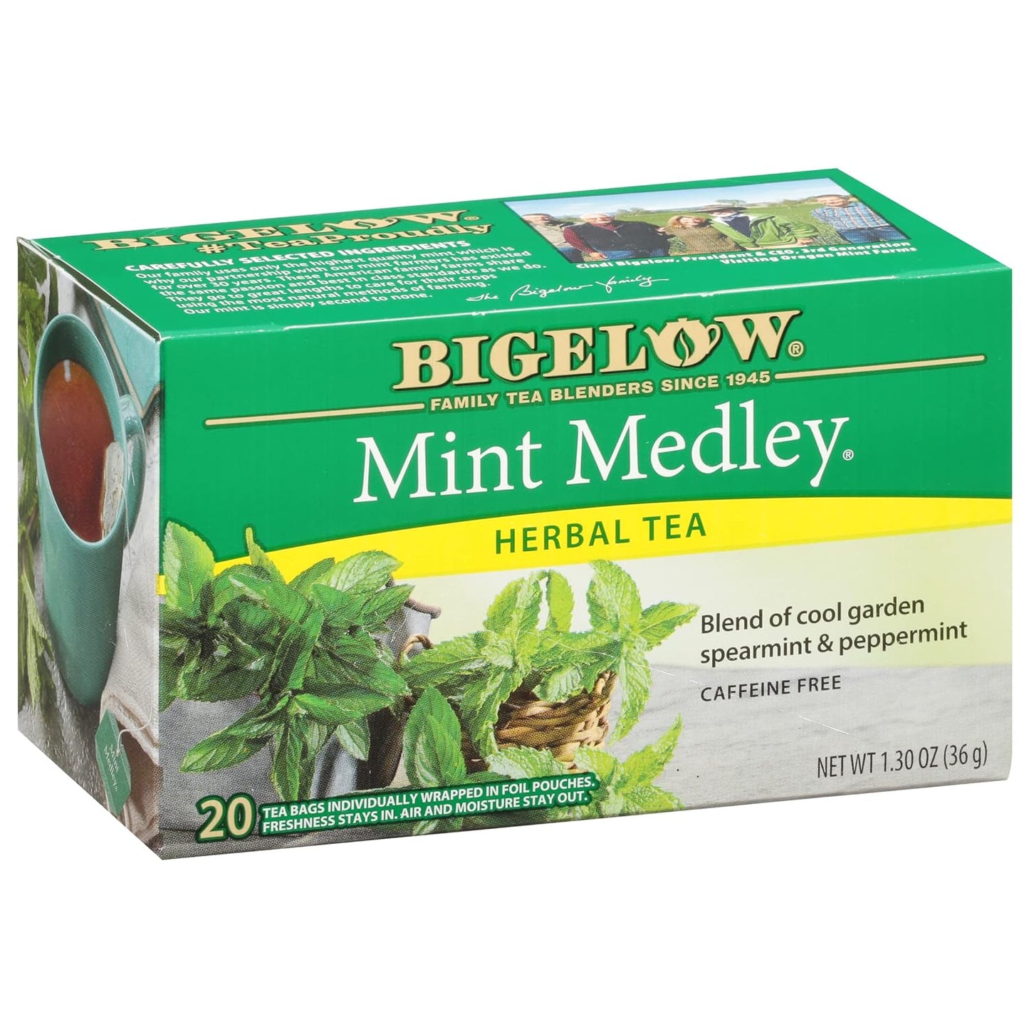 Bigelow Mint Medley Herbal Tea, 20 Bags, Case of 6