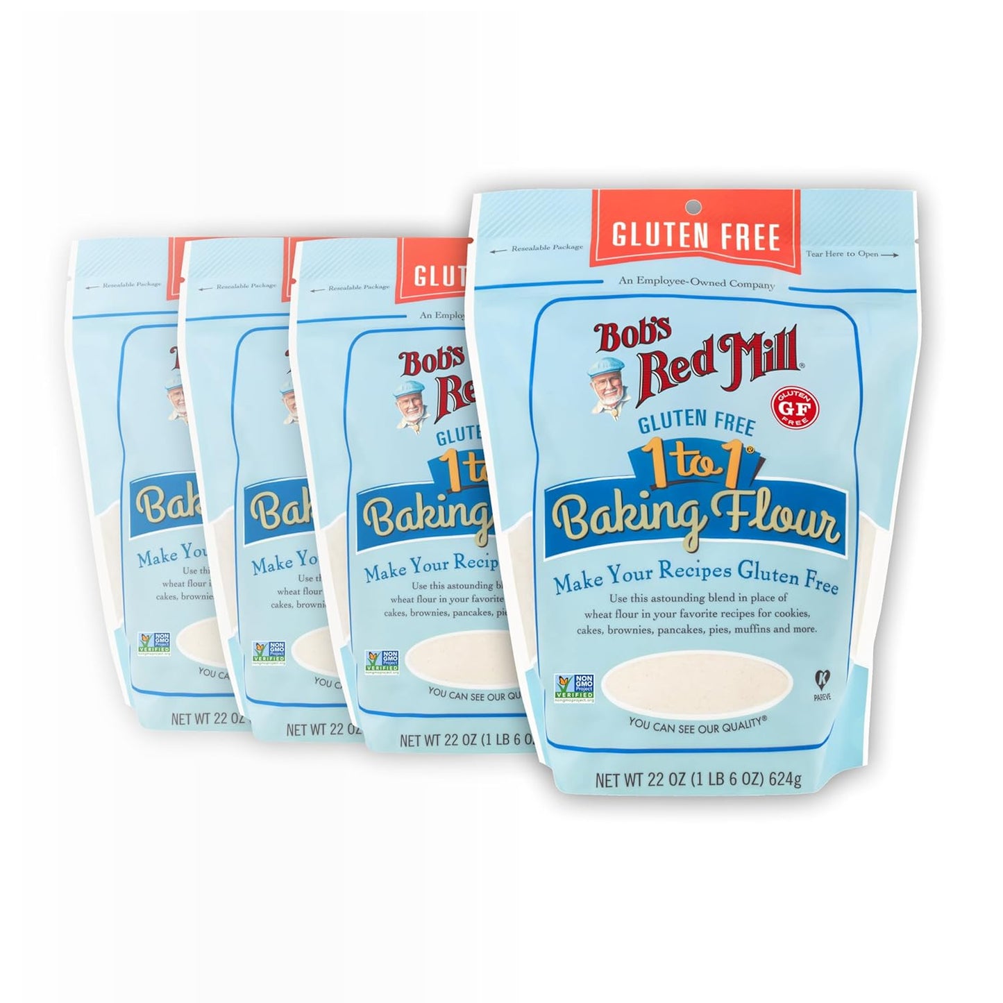 Bob's Red Mill Gluten-Free 1-to-1 Baking Flour, Pack of 4, 22 oz.