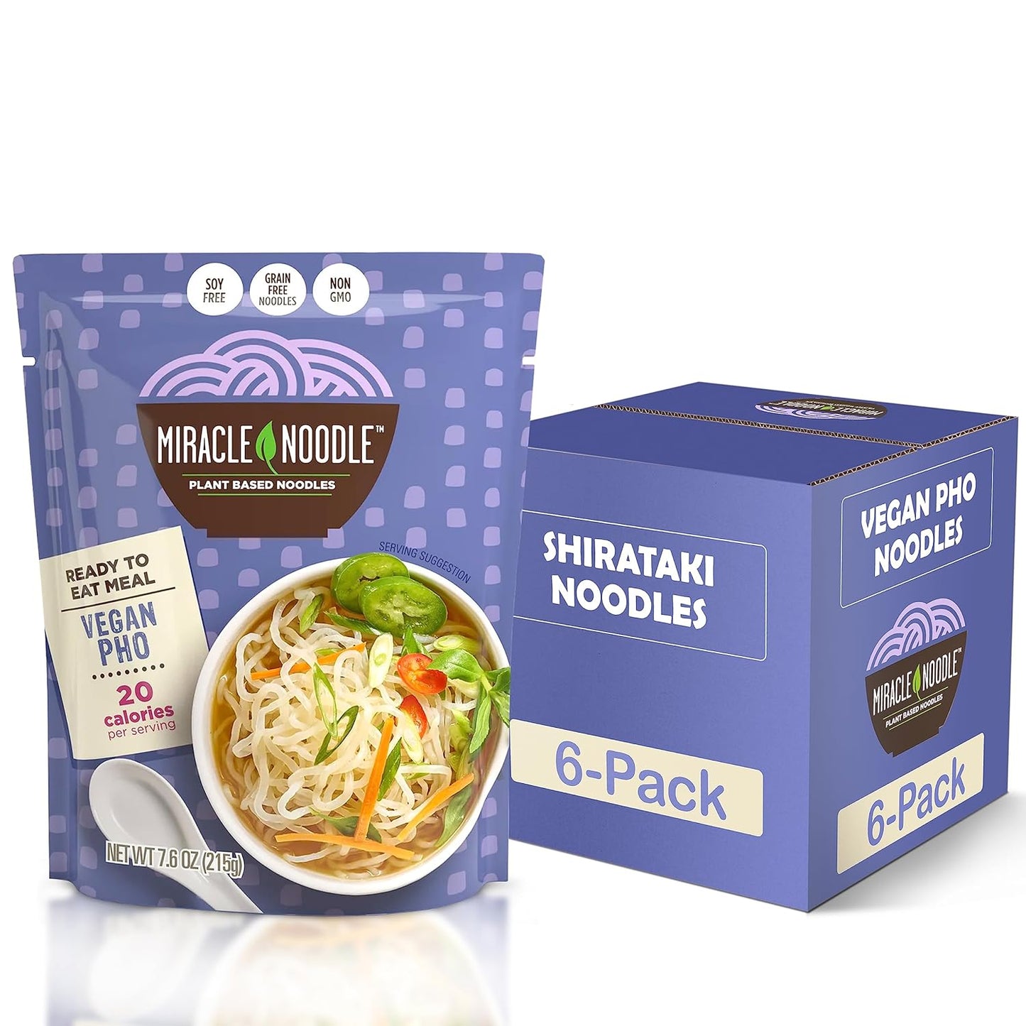 Miracle Noodle Ready-to-Eat Vegan Pho, 7.6 Oz. (Pack of 6)