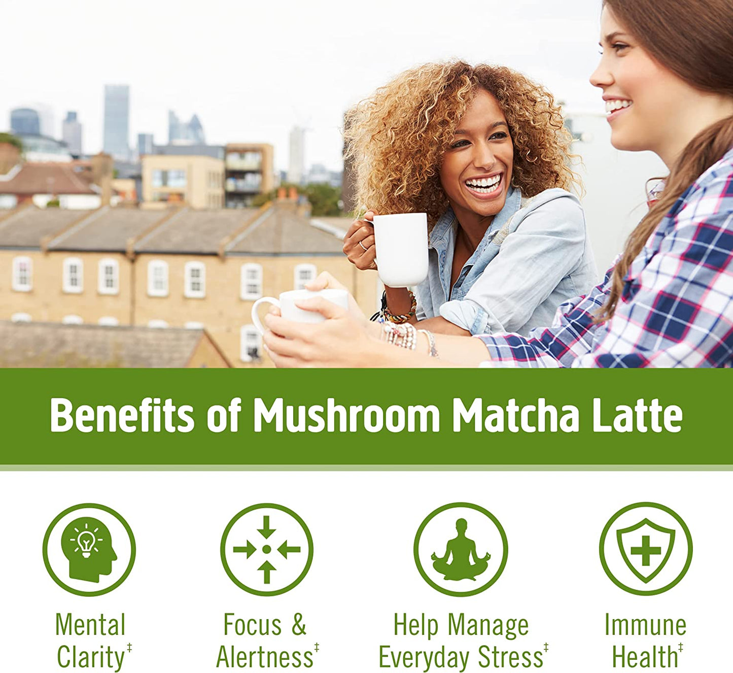 Om Mushroom Superfood Matcha Latte Blend: Immune Support, Energy Boosting Mushroom Powder - 8.47 oz