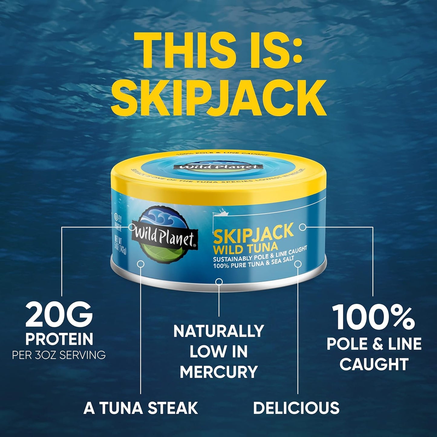 Wild Planet Wild Skipjack Light Tuna, 5 oz., Case of 12