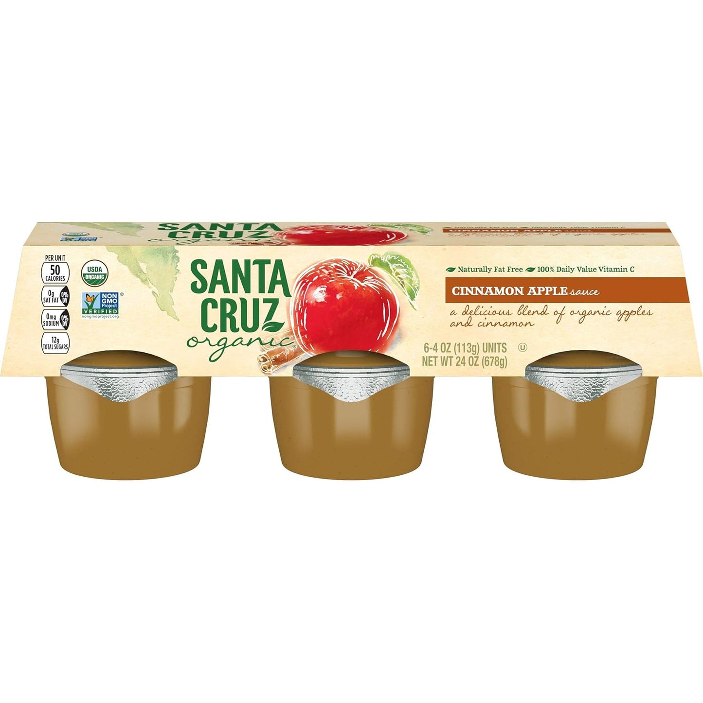 Santa Cruz Organic Cinnamon Apple Sauce (12-Pack, 4 Oz. Each)