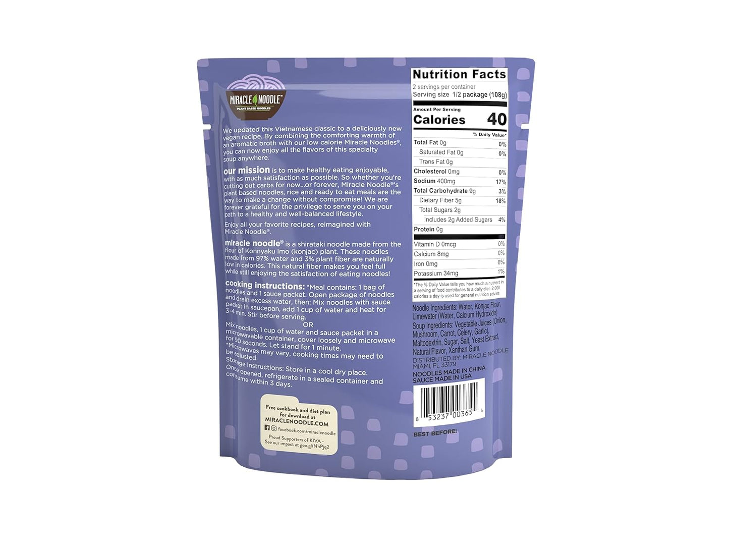 Miracle Noodle Ready-to-Eat Vegan Pho, 7.6 Oz. (Pack of 6)