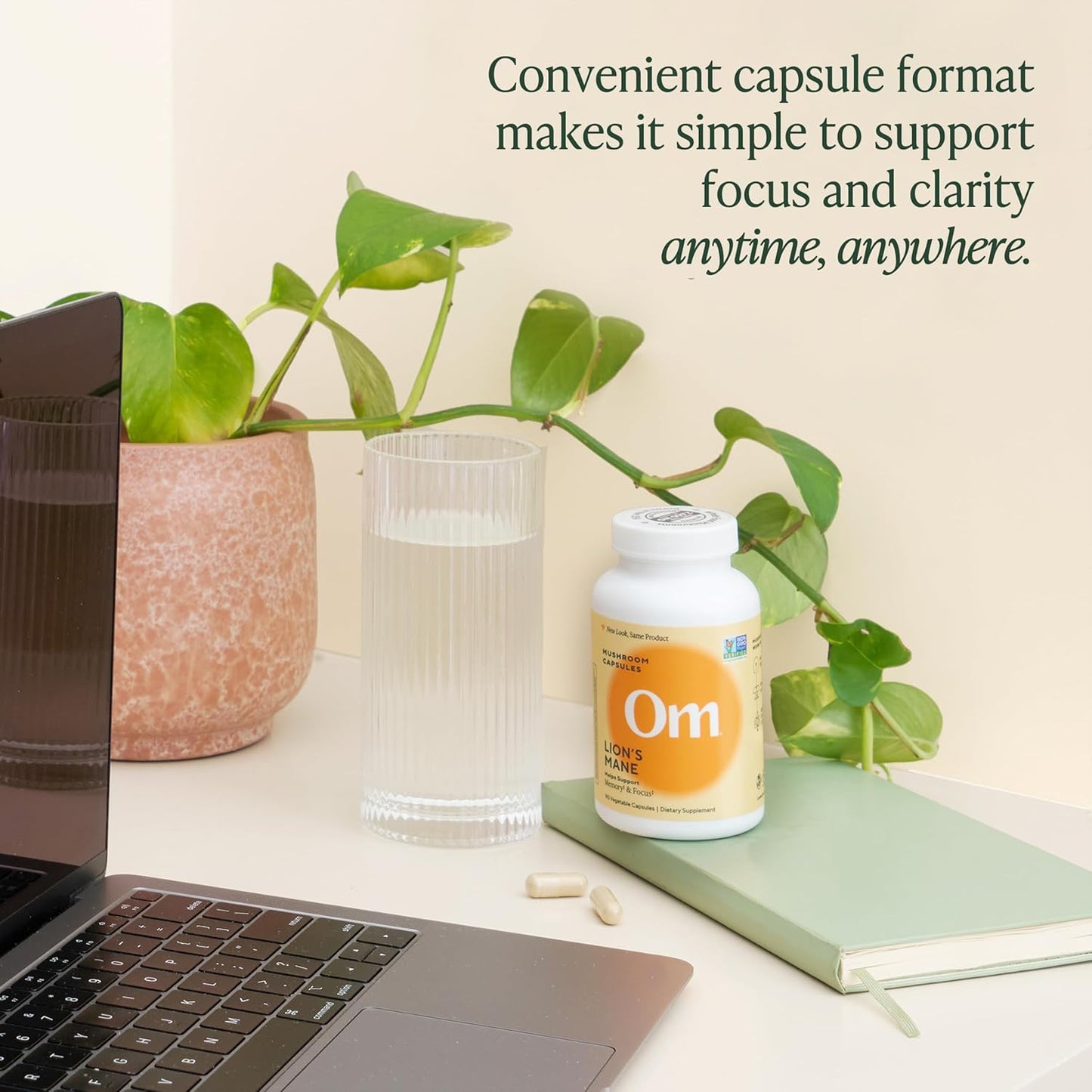Om Mushroom Superfood Lion's Mane Mushroom Capsules, 90 Count