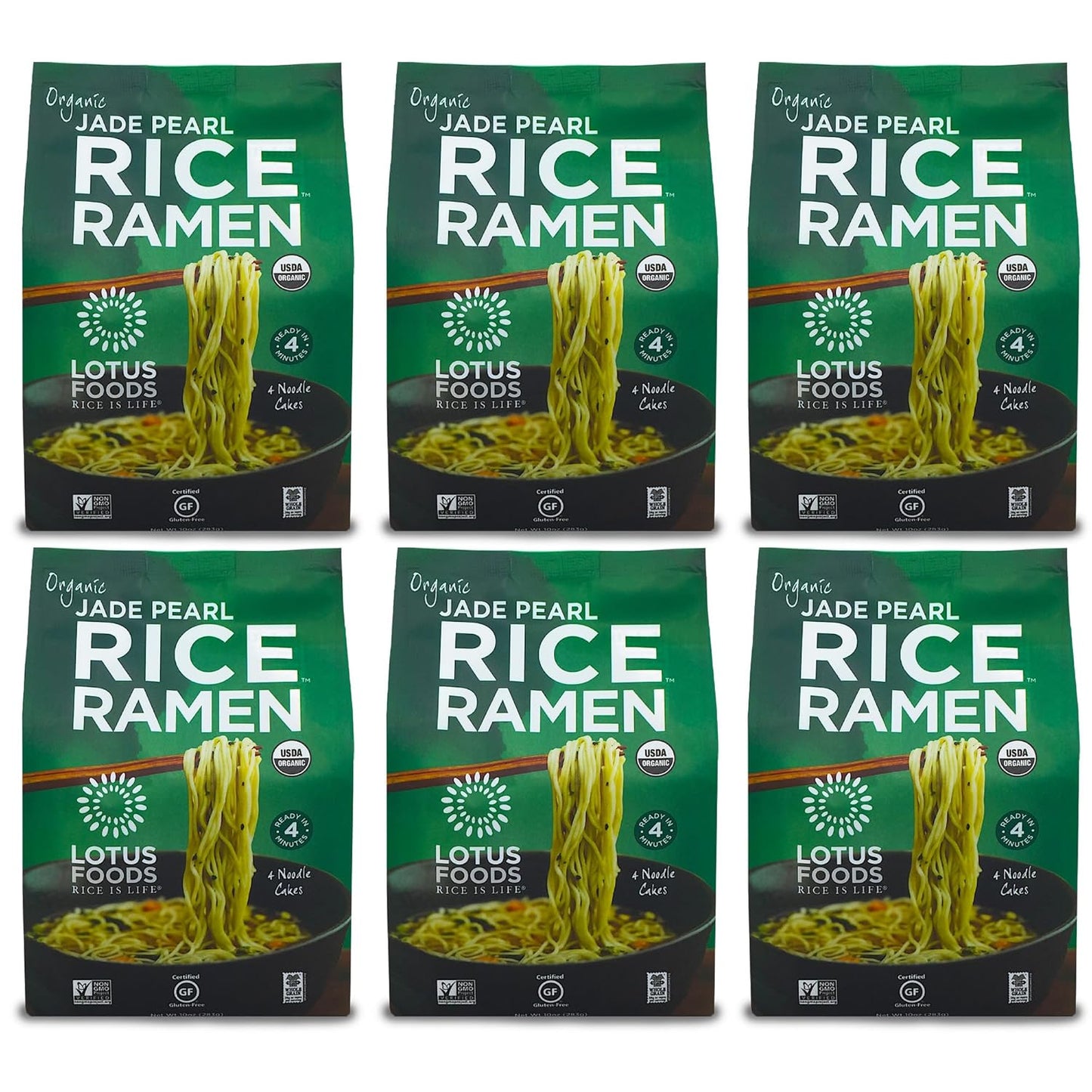 Lotus Foods Organic Jade Pearl Rice Ramen, 4 10 Oz Cakes (Pack of 6)