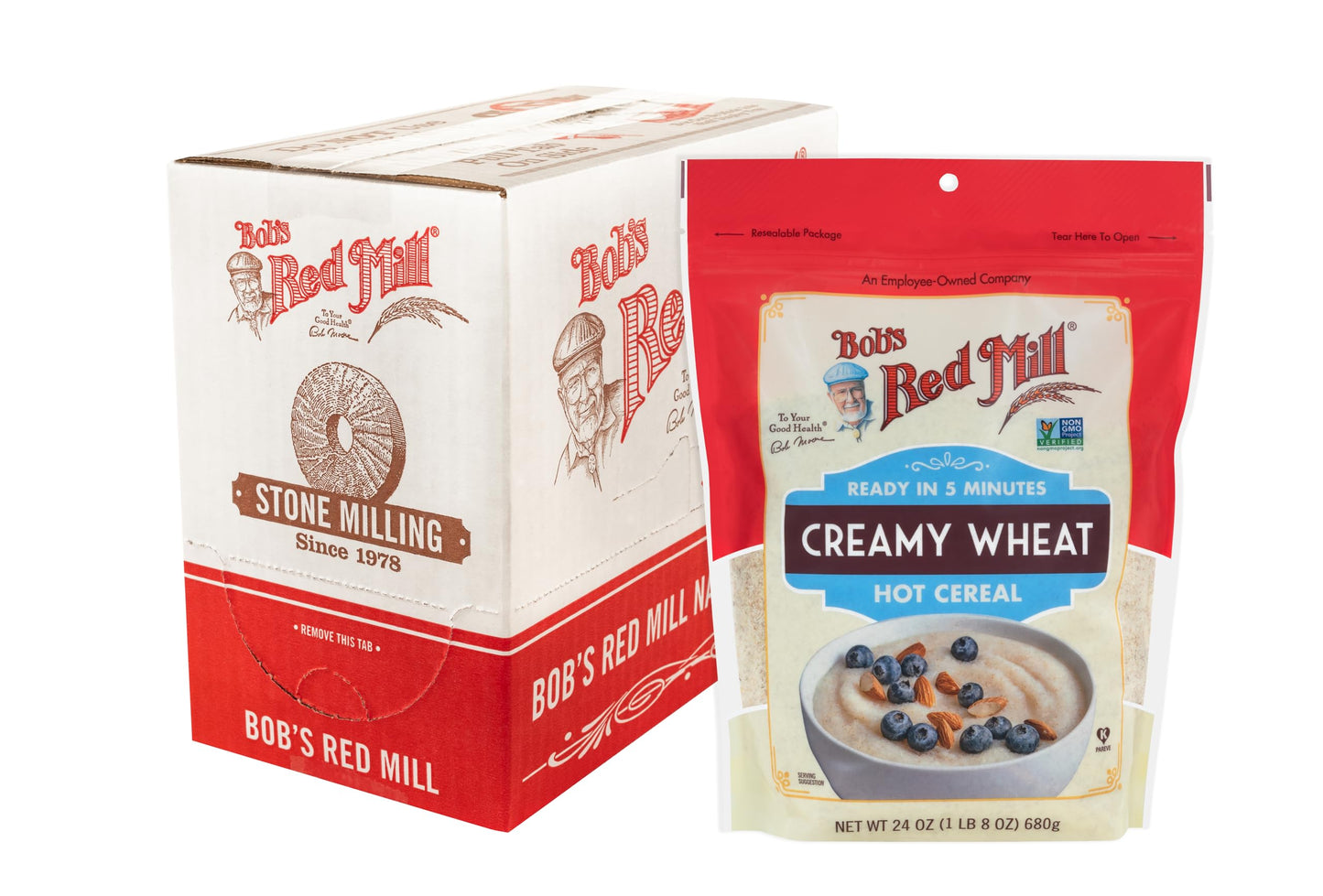 Bob's Red Mill Creamy Hot Cereal, Wheat Farina, 24 oz, Pack of 4