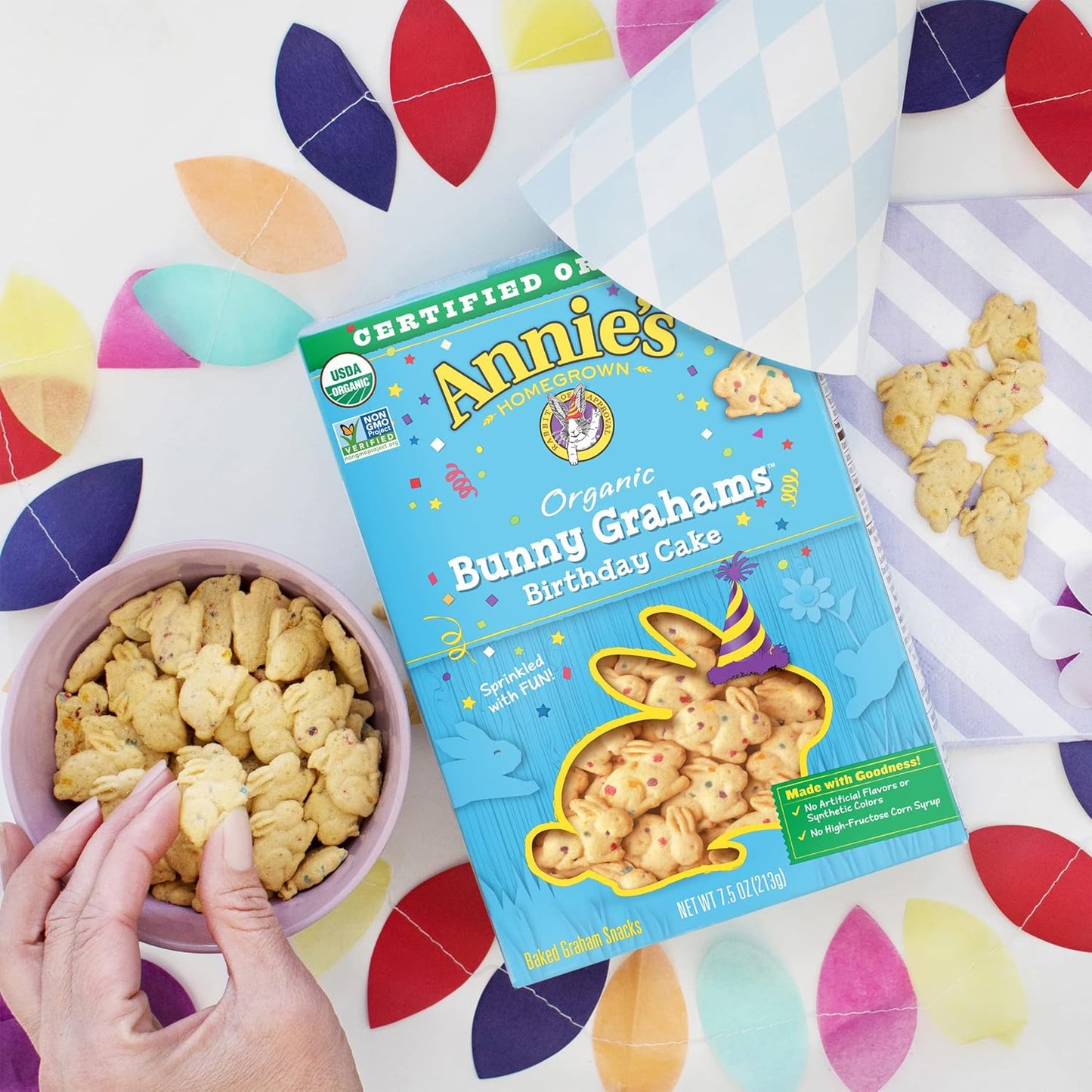 Annie's Organic Bunny Grahams, Birthday Cake Flavor, Pack of 12, 7.5 oz.