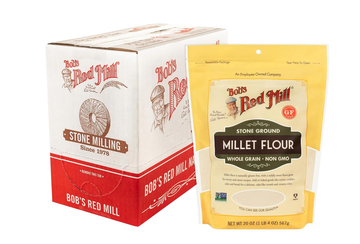 Bob's Red Mill Gluten-Free Millet Flour 4-Pack, 20 Oz.