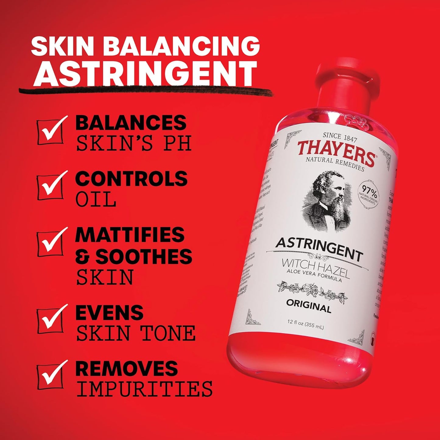 Thayers Witch Hazel with Aloe Vera: 12 Fl Oz, Alcohol-Free, Hydrating, and Calming