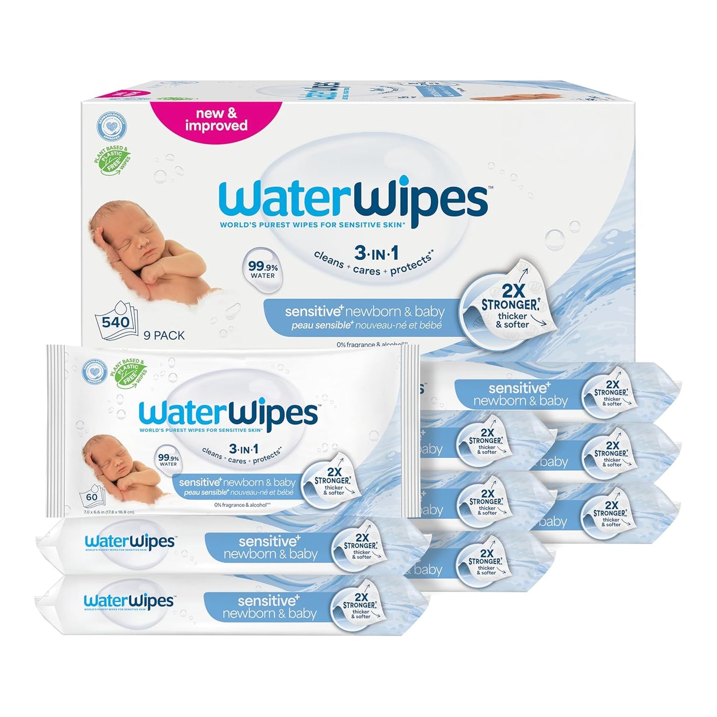 WaterWipes Original Unscented Water-Based Baby Wipes, 540 Count
