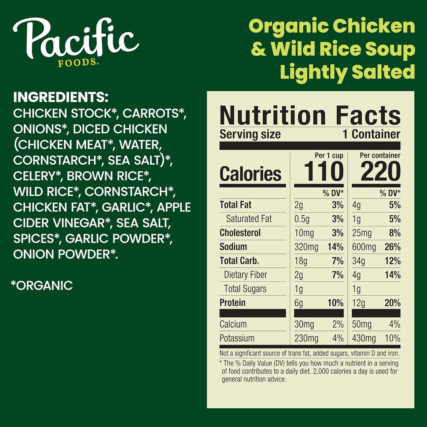 Pacific Foods Chicken and Wild Rice Soup, Case of 12, 16.3 oz Cans