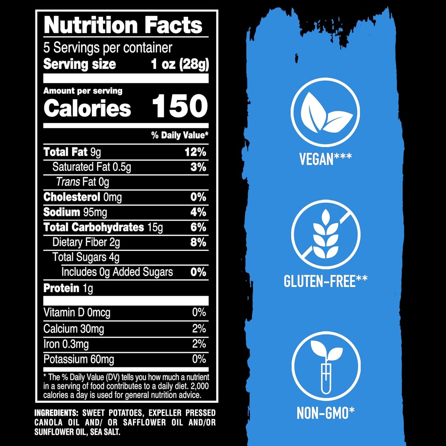 Terra Sweet Potato Chips, Sea Salt, 5 oz Bag, Case of 12