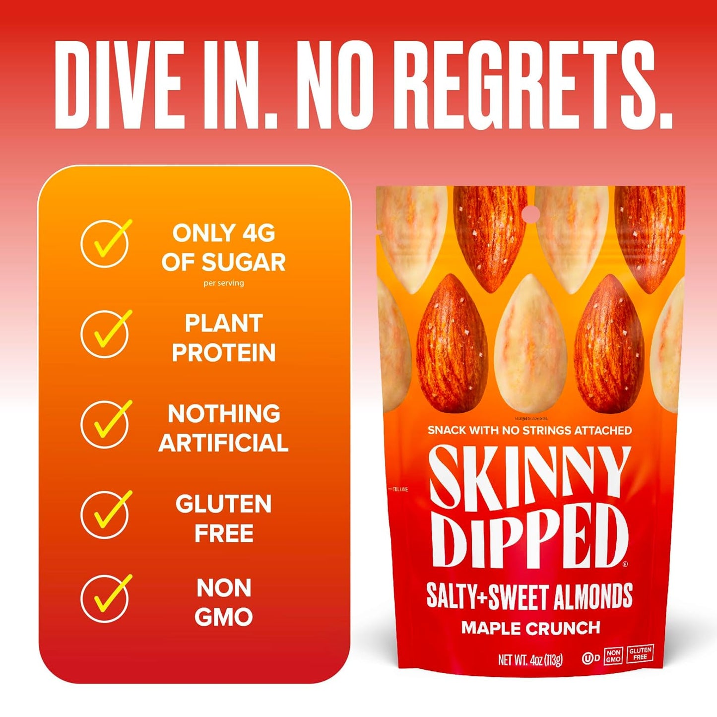Skinnydipped Almonds, Maple Crunch Flavor – 4 oz (Case of 10)