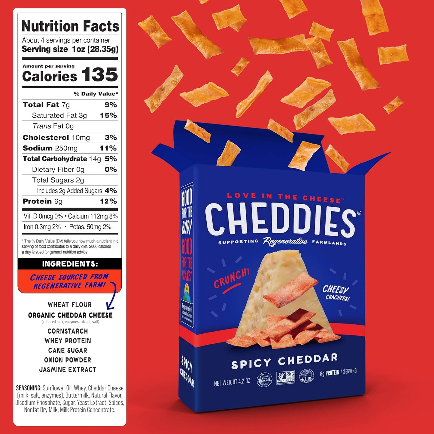 Cheddies Spicy Cheddar Crackers, 6 x 4.2 Oz