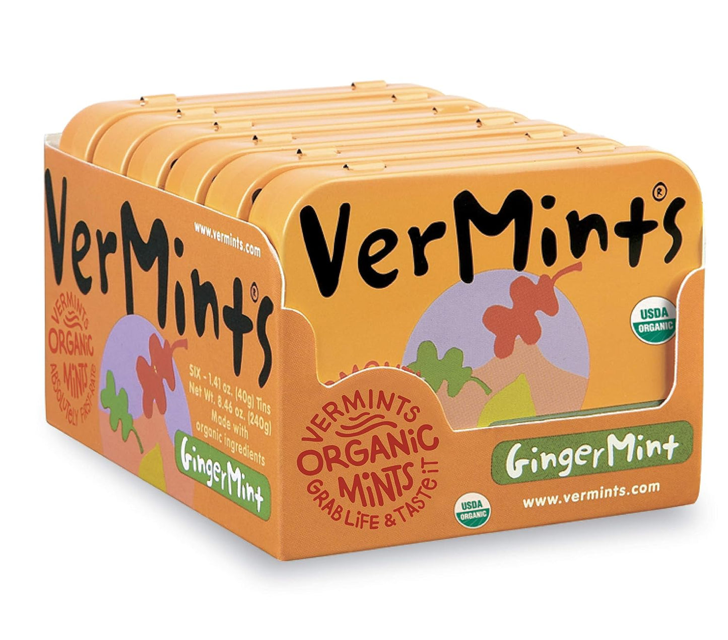 Vermints Sugar-Free All Natural Gingermint Candy Drops, 1.41 Oz, Pack of 6