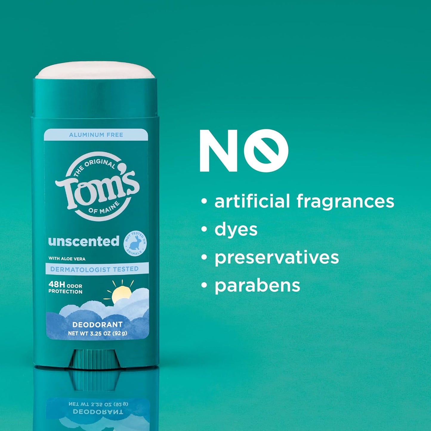 Tom's Of Maine Deodorant Stick, Unscented, Case of 6, 3.25 Oz.