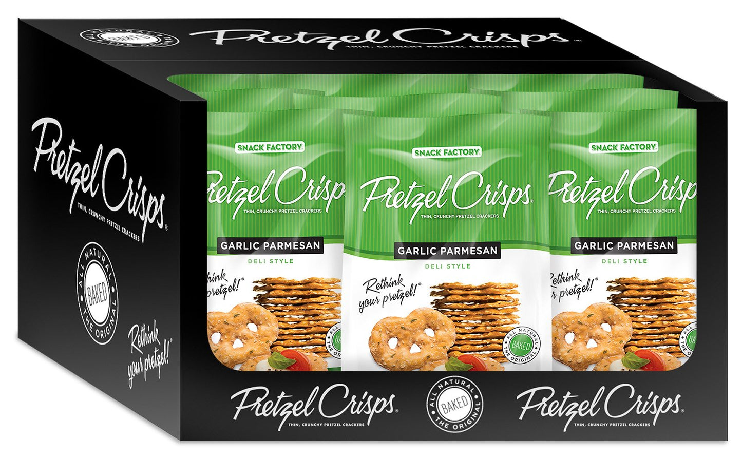 Snack Factory Garlic Parmesan Pretzel Crisps, 7.2 Oz., Case of 12