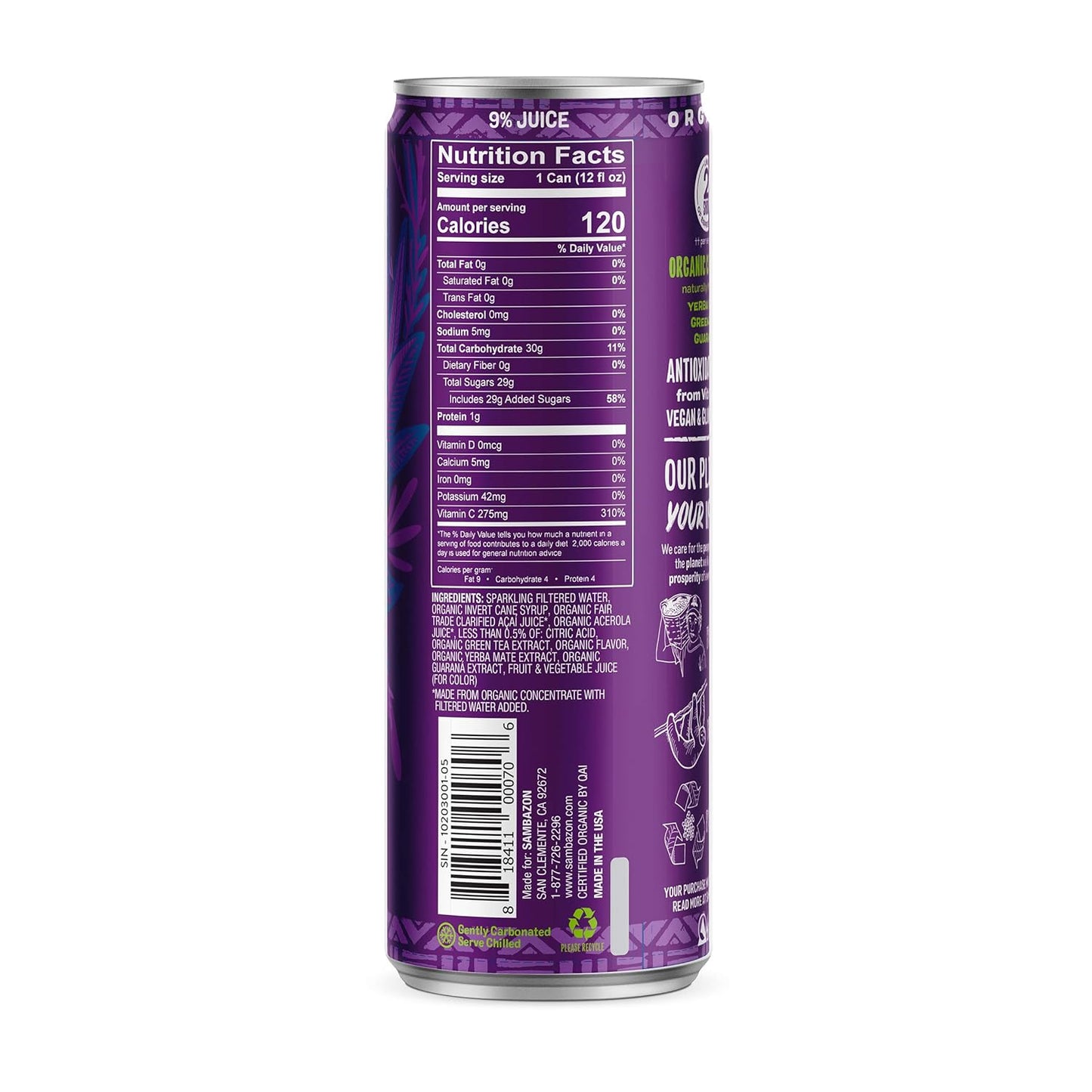 Sambazon Organic Amazon Energy Drink Original, 12 Fl Oz (Pack of 12)